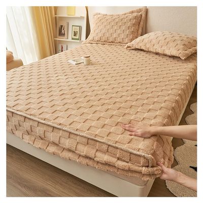 Queen Fleece Fitted Mattress Pad Milk Velvet Warmth Mattress Cover Breathable Soft Elastic Fitted Mattress Protector Washable Fitted Sheet With Deep Pocket ( Color : #07 , Size : King-180*200cm )