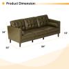 ACMEASE 84" Premium Faux Leather 3-Seat Sofa w/2 Bolster Pillows and Tufted Backrest, Mid-Century Modern Sofa, Luxury Couch for Living Room, Bedroom, Office, Olive Green view 2