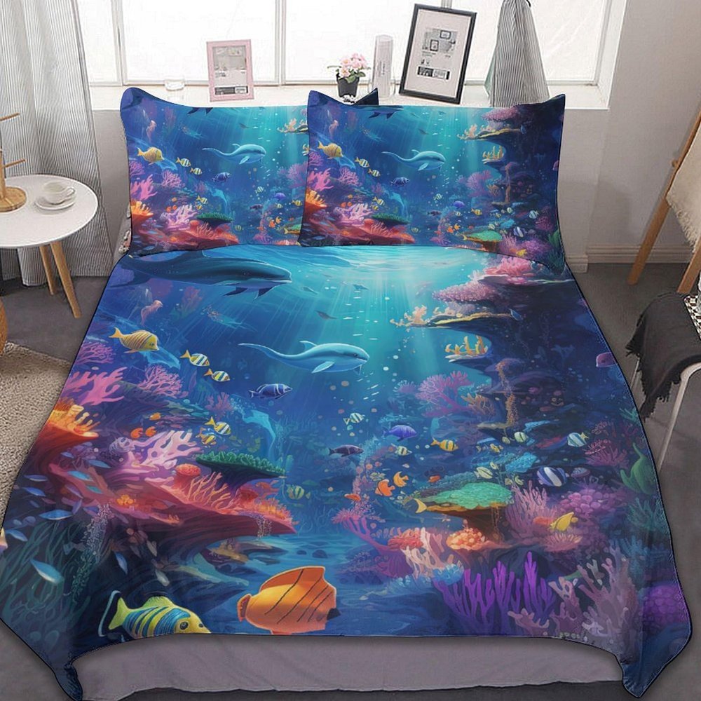 Mysterious Space Duvet Cover King Size - Super Soft Underwater World Comforter Cover Set, 3PCS Breathable Microfiber Bedding Set with Zipper Closure