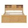 Bekeknlny Simple Full Size Wood Pltaform Bed with Twin Size Trundle, 3 Drawers, Upper Shelves and a Set of USB Ports & Sockets, No Box Spring Required (Natural#Simple1, Full) view 4