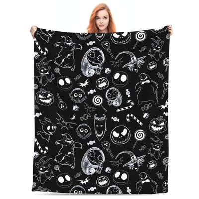 Anime Blanket Halloween, Soft Cozy Warm Flannel Plush Blankets for Home Office Bedroom Napping Watching TV Traveling Camping (Horror, 40"x50")