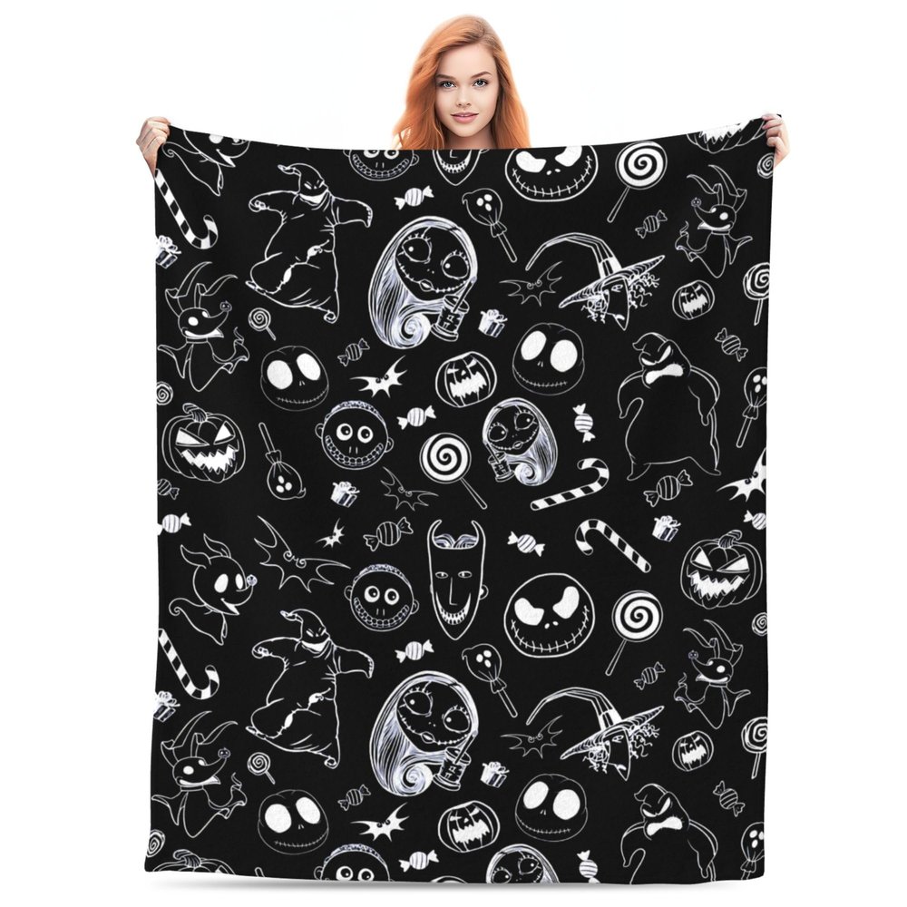 Anime Blanket Halloween, Soft Cozy Warm Flannel Plush Blankets for Home Office Bedroom Napping Watching TV Traveling Camping (Horror, 40"x50")
