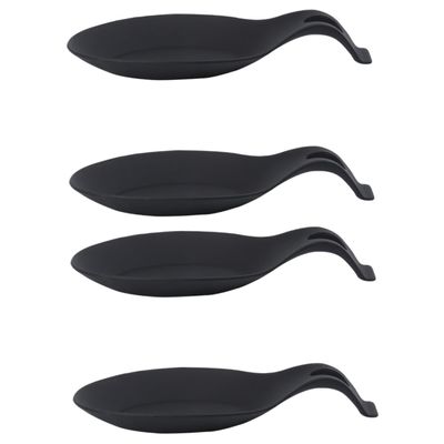 MAGICLULU 4pcs Checkered Kitchen Utensil Holder Black Heat Resistant Spoon Rest Hook for Wall Cabinet