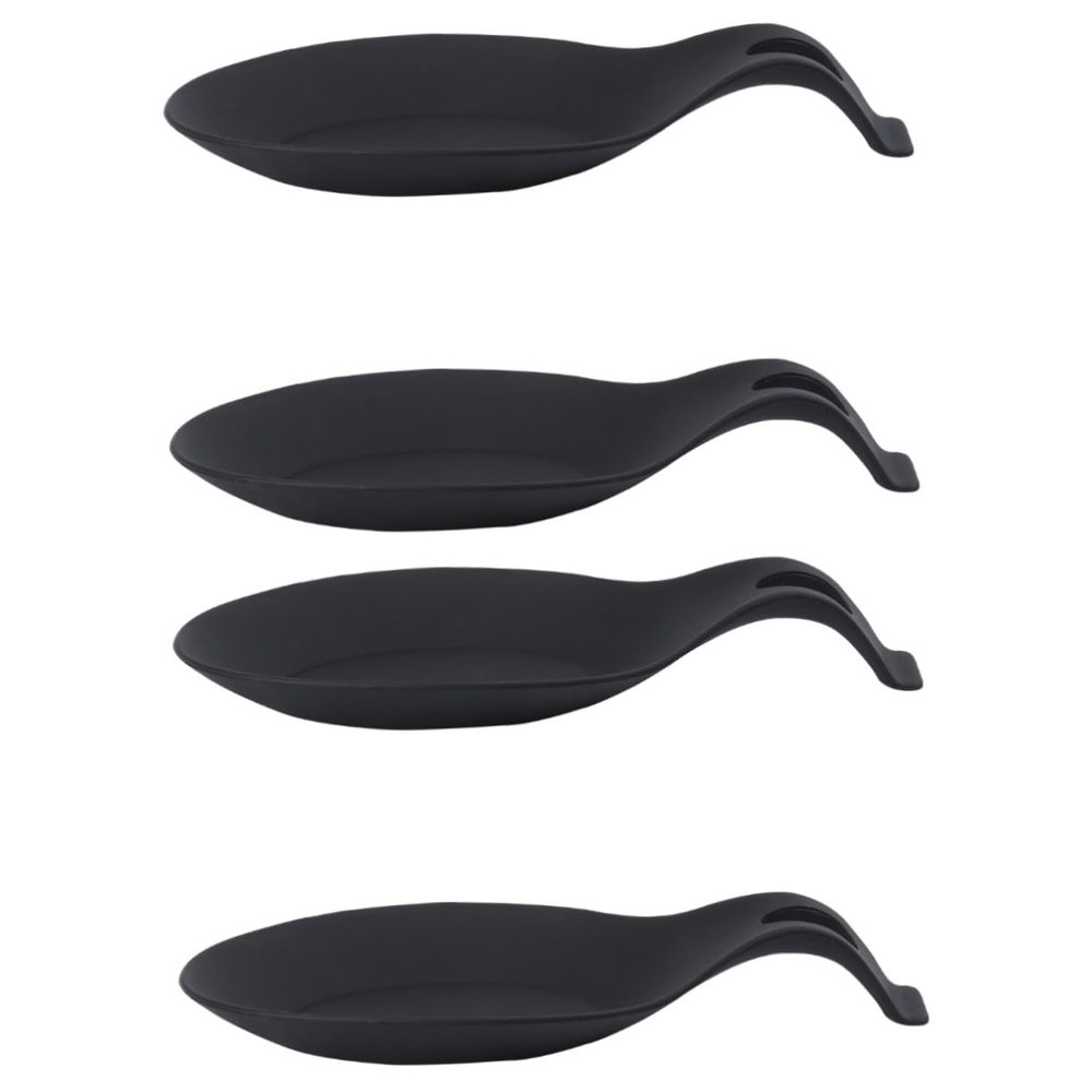 MAGICLULU 4pcs Checkered Kitchen Utensil Holder Black Heat Resistant Spoon Rest Hook for Wall Cabinet