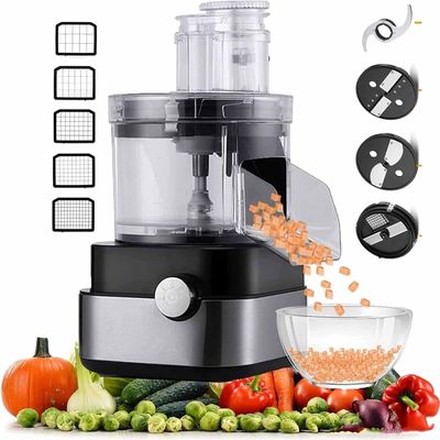 CHRISK 600W Electric Vegetable Dicer,5 in 1 Commercial Vegetable Cutter,with Ground Meat/Diced/Shredded/Sliced,6/8/10/13/15Mm Dicing Molds