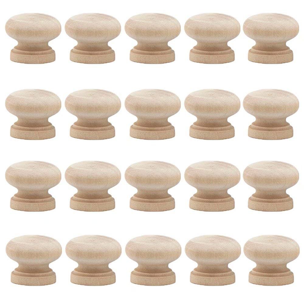 Wooden Handles,Wooden knobs for Drawers 20pcs 34mm Round Shape Natural Wooden Cabinet Knobs Drawer Cupboard Wardrobe Door Hardware Pull Handle Knobs, Including Mounting Screws (Color : Diameter:34mm