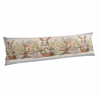 Easter Bunny Blue Body Pillow Covers 20x54 Side Sleeper Pillow, Plush Soft Comfort for Hair/ Skin Cooling Pillowcases Throw Pillow Cases with Envelop Closure Rustic Daisy Flower Easter Basket Egg