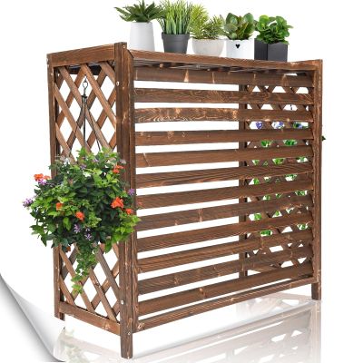 MMLeYN Outdoor Air Conditioning Rack Shell Blinds, Air Conditioning Flower Stand, Louvered Solid Wood Air Conditioning Rack Frame Radiator Cover, Air Conditioner Outer Frame (Size : X-Large)