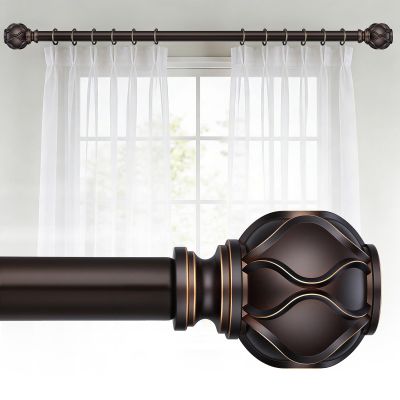 WIN4ALL Bronze Heavy Duty Curtain Rods for Windows 72 to 144 inch, 1 Inch Long Adjustable Decorative Curtain Rods For Bedroom, Living Room (Bronze,16"-150)