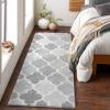 DEXDE Shaggy Bath Rug Runner 24x60 Inches - Checkered Non-Slip Absorbent Machine Washable Long Bathroom Rugs Quick Dry Carpet for Tub Shower, Home Decor Accessories, Gray view 4