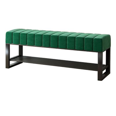 Velvet Bench with Storage Shoe Rack, End of Bed Bench with Metal Frame, Upholstered Shoe Rack Bench for Bedroom Living Room Entryway Hallway