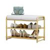 FUYAO 2-Tier Shoe Rack for Entryway - Shoe Bench with Long Seat and Metal Shelves - Upholstered Storage Bench for Living Room, Bedroom, Mudroom view 1