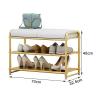 FUYAO 2-Tier Shoe Rack for Entryway - Shoe Bench with Long Seat and Metal Shelves - Upholstered Storage Bench for Living Room, Bedroom, Mudroom view 2