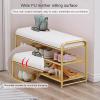 FUYAO 2-Tier Shoe Rack for Entryway - Shoe Bench with Long Seat and Metal Shelves - Upholstered Storage Bench for Living Room, Bedroom, Mudroom view 3