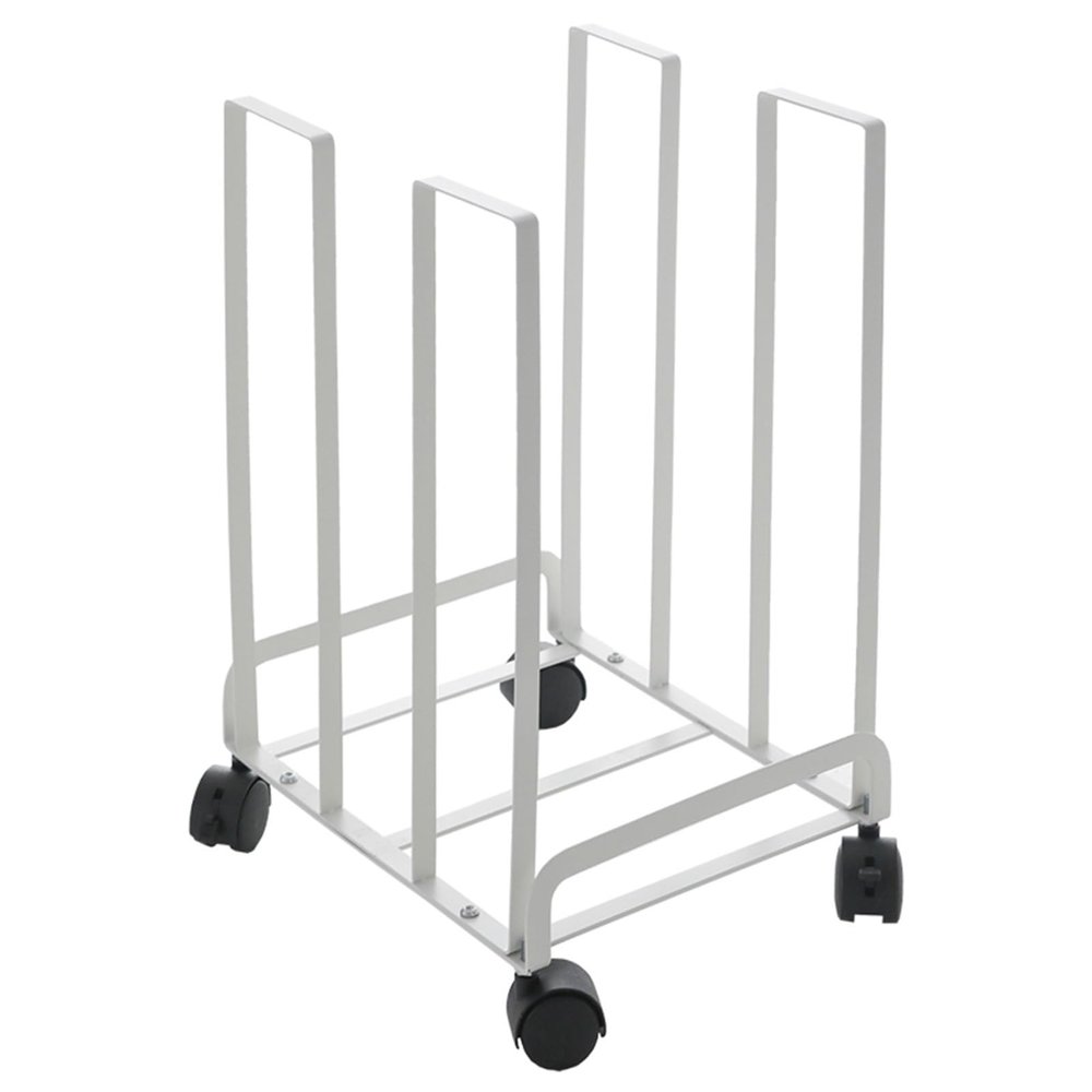XLIHAWY Carton Storage Cart, Metal Carton Stand, Carton Organizer Rack with Wheels, Portable Movable Carton Shelf, Cartons Divider(White,11.8x9.8x16.9in/2set)