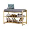 FUYAO 2-Tier Shoe Rack for Entryway - Shoe Bench with Long Seat and Metal Shelves - Upholstered Storage Bench for Living Room, Bedroom, Mudroom view 1