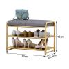 FUYAO 2-Tier Shoe Rack for Entryway - Shoe Bench with Long Seat and Metal Shelves - Upholstered Storage Bench for Living Room, Bedroom, Mudroom view 2
