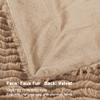 BYTIDE Ripple Luxury Faux Fur Throw Blanket with Velvet Back, Textured Fuzzy Furry Plush Soft Reversible Warm Blanket for Couch Sofa Bed Chair, 50 x 60 Inches, Tan view 2
