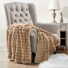 BYTIDE Ripple Luxury Faux Fur Throw Blanket with Velvet Back, Textured Fuzzy Furry Plush Soft Reversible Warm Blanket for Couch Sofa Bed Chair, 50 x 60 Inches, Tan view 4
