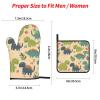 Oven Mitts and Pot Holders 4 pcs Set Heat Resistant Oven Mitt Cute Dinosaur Kitchen Oven Gloves with Lanyard Non-Slip Oven Glove for Cooking Oven Mittens for Microwave view 2