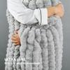 BYTIDE Spandex Striped Luxury Faux Fur Throw Blanket with Velvet Back, Textured Fuzzy Furry Plush Soft Reversible Warm Blanket for Couch Sofa Bed Chair, 50 x 60 Inches, Silver Grey view 3