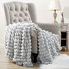 BYTIDE Spandex Striped Luxury Faux Fur Throw Blanket with Velvet Back, Textured Fuzzy Furry Plush Soft Reversible Warm Blanket for Couch Sofa Bed Chair, 50 x 60 Inches, Silver Grey view 4