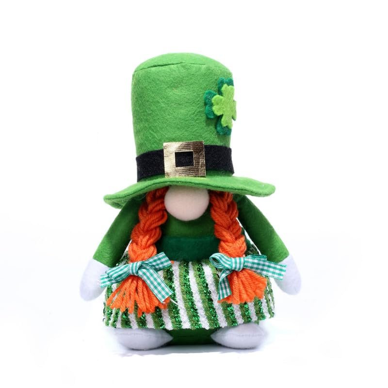 St Patricks Day Gnomes Decorations, 1 Pack Gnomes Plush Lucky Green Shamrock Home Table Decor Ornaments for Irish Saint Patrick's Day