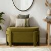 DM Furniture Modern Velvet Ottoman with Storage Entryway Bench for Living Room Comfy Upholstered End of Bed Bench with Safty Hinge for Bedroom/Living Room/Lounge/Corner, Olive view 1