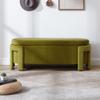 DM Furniture Modern Velvet Ottoman with Storage Entryway Bench for Living Room Comfy Upholstered End of Bed Bench with Safty Hinge for Bedroom/Living Room/Lounge/Corner, Olive view 3