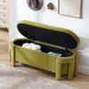 DM Furniture Modern Velvet Ottoman with Storage Entryway Bench for Living Room Comfy Upholstered End of Bed Bench with Safty Hinge for Bedroom/Living Room/Lounge/Corner, Olive view 4