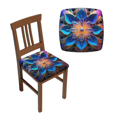 NONHAI Four Pieces Chair Covers Seat Set Bohemian Flower Elastic Dining Chair Cover Washable Chair Seat Protector Soft Removable Stretch Slipcover for Dining Chairs Covers