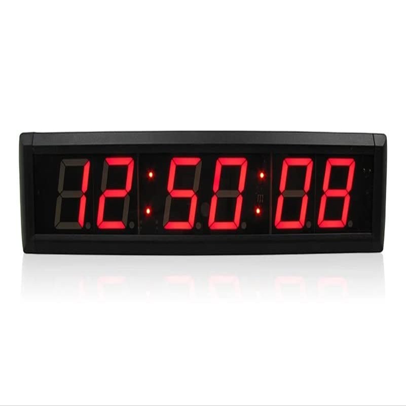 BUTXET 2.3 Inches Countdown/Countup Clock, 6 Digitals LED Digital Wall Clock, 12/24H, Stopwatch, Indoor Clock, Remote Control