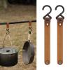 LT Easiyl 8 Pcs PU Leather S-Shape Plastic Hooks for Outdoor Camping Hanging Pots Pans Utensils for Coat Towel Kitchen Bathroom Hooks Brown view 2
