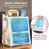 TRAGLO Kitchen Pantry Sideboard, Freestanding Countertop Dish Storage Cabinet with Drainage Board Space Saving Acrylic Cabinet Door for Spice Seasoning Bottles, Dish, Bowl, White view 2