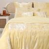 Treen Art Custard Yellow Velvet Duvet Cover Set Super King Plus Size 3 Pieces, 1 Duvet Cover 120 x 98 inches with Zipper Closure with 2 Pillow Cases, Bedding Set, Comforter Not Included view 3