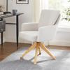 Art Leon Desk Chair No Wheels - Mid Century Modern Office Chair, Fabric Upholstered Desk Chair Swivel Accent Chair with Oak Wood Legs for Living Room Home Office, Off White Gray view 1