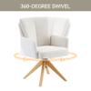 Art Leon Desk Chair No Wheels - Mid Century Modern Office Chair, Fabric Upholstered Desk Chair Swivel Accent Chair with Oak Wood Legs for Living Room Home Office, Off White Gray view 3