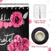 4Pcs Pink Rose Shower Curtain Sets, Thankful Grateful Blessed Bathroom Curtain with Non-Slip Rug, Toilet Lid Cover, Bath Mat and 12 Hooks, Romantic Showy Floral Wedding Decor for Bath, 72 x 72 inch view 4