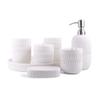 Bathroom Soap Dispenser 7-Piece Natural Sandstone Bathroom Vanity Accessories Set Household Hotel Bathroom Soap Liquid and Lotion Dispenser Set,Stylish Triangle Texture,Decorations and Gifts Lotion Di view 1