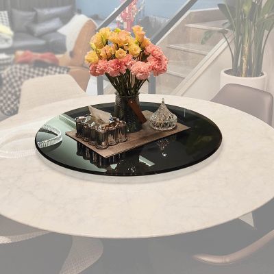 Dining Table Serving Plate Tabletop Rotating Tray Heavy Duty Tempered Glass Turntable, Swivel Dining Table Serving Tray, 360 Rotating Tabletop Organizer Tray, With Silent Bearing, Tabletop Organizer