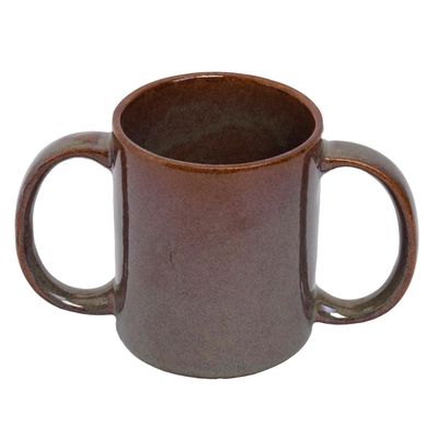 2activelife- Double Grip Ceramic Mug: BPA-Free Dual Handle Design for Secure Hold, 11.83 US Fl. Oz. (350 Ml), Brown Color, Microwave Safe Drinking (Brown)