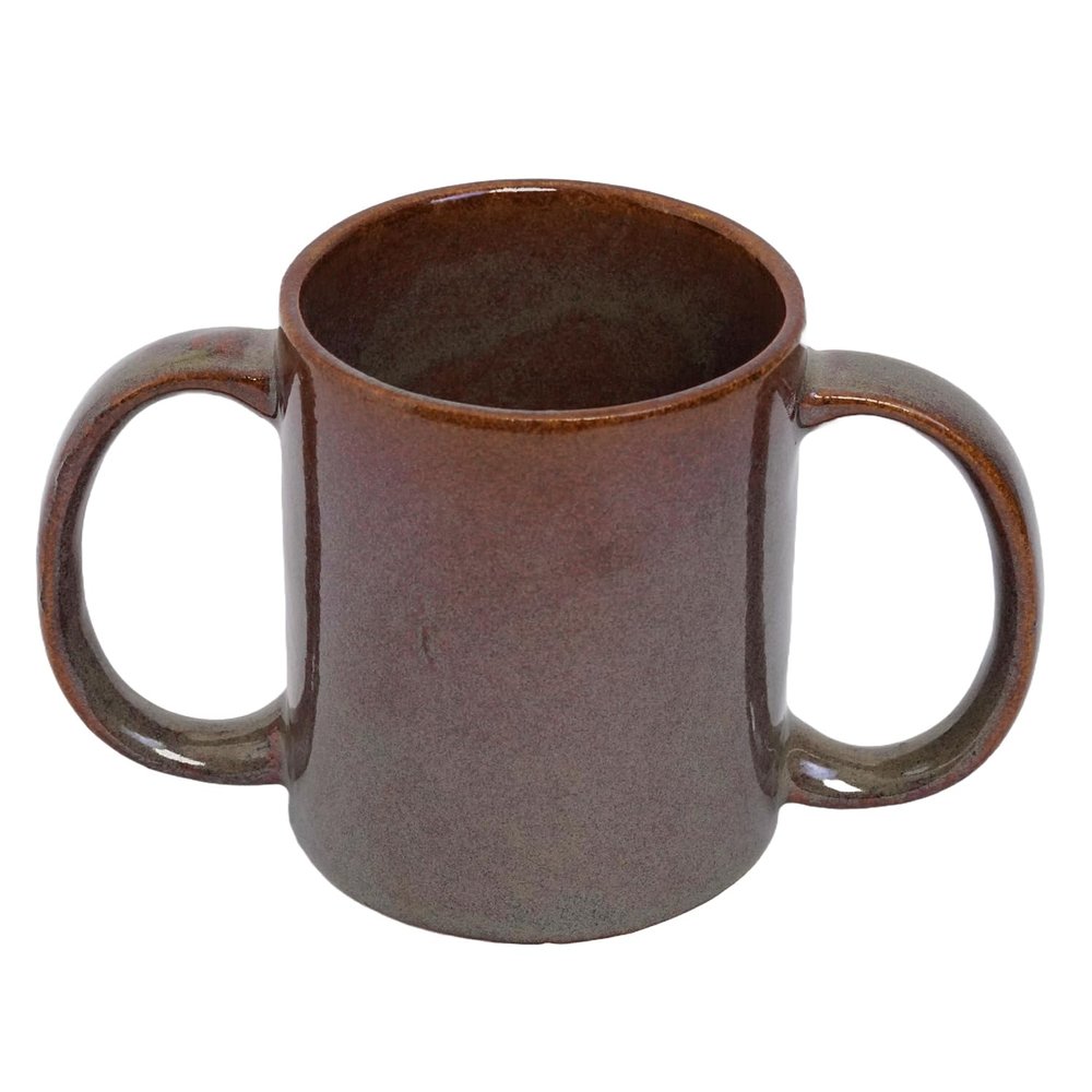2activelife- Double Grip Ceramic Mug: BPA-Free Dual Handle Design for Secure Hold, 11.83 US Fl. Oz. (350 Ml), Brown Color, Microwave Safe Drinking (Brown)