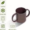 2activelife- Double Grip Ceramic Mug: BPA-Free Dual Handle Design for Secure Hold, 11.83 US Fl. Oz. (350 Ml), Brown Color, Microwave Safe Drinking (Brown) view 4