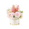 MOooy Artificial Silk Variety Flower Fake Flowers in Vase Mini Flowers Potted Hanging Potted Plants for Wedding House Cafe Office Desk Decor (Pink Carnation + White Bow Gold Frame Flower Basket) view 1