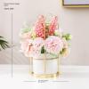 MOooy Artificial Silk Variety Flower Fake Flowers in Vase Mini Flowers Potted Hanging Potted Plants for Wedding House Cafe Office Desk Decor (Pink Carnation + White Bow Gold Frame Flower Basket) view 2