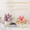 MOooy Artificial Silk Variety Flower Fake Flowers in Vase Mini Flowers Potted Hanging Potted Plants for Wedding House Cafe Office Desk Decor (Pink Carnation + White Bow Gold Frame Flower Basket) view 3