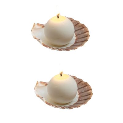 Holibanna 2sets Decorative Shell-Shaped Candle Holders Candles Ornaments for Weddings Parties Romantic Decor Chic Candlestick Design for Memorable