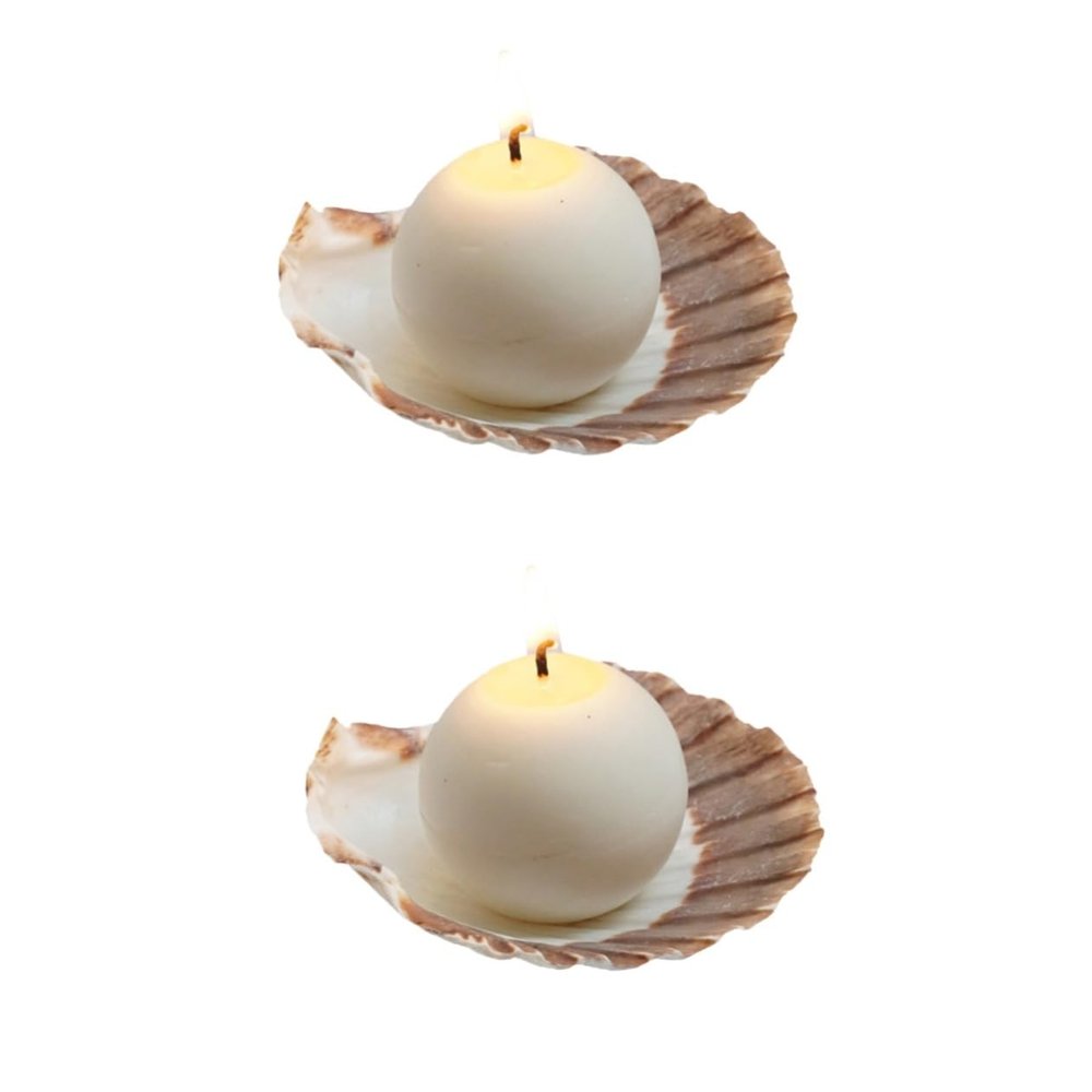 Holibanna 2sets Decorative Shell-Shaped Candle Holders Candles Ornaments for Weddings Parties Romantic Decor Chic Candlestick Design for Memorable