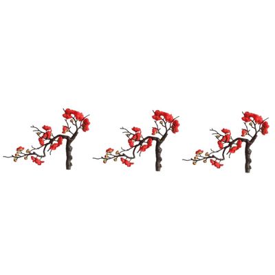Amosfun 3pcs Artificial Plum Blossom Faux Flower Arrangement Red for Home Decor Weddings and Celebrations Lifelike Easy to Maintain Simulation Plum Blossom