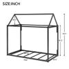 Aiuyesuo Twin Size House Bed with Roof, Metal Floor Height Platform Bed Frame with Slats for Kids Teens Boys Girls, Easy Assembly (Black-AB81) view 2